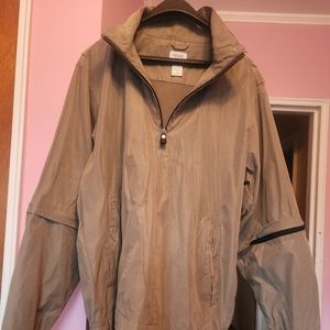IZOD men light jacket in olive color with side zipper & detached sleeves size M